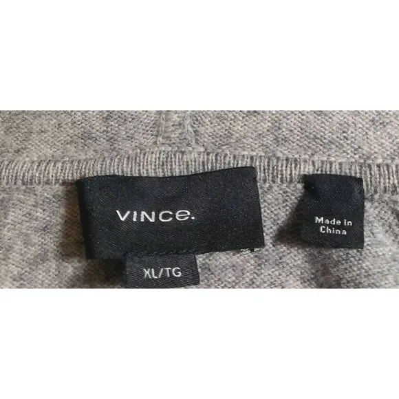 Vince mens xl wool cashmere full zip sweater gray hoodie longsleeve